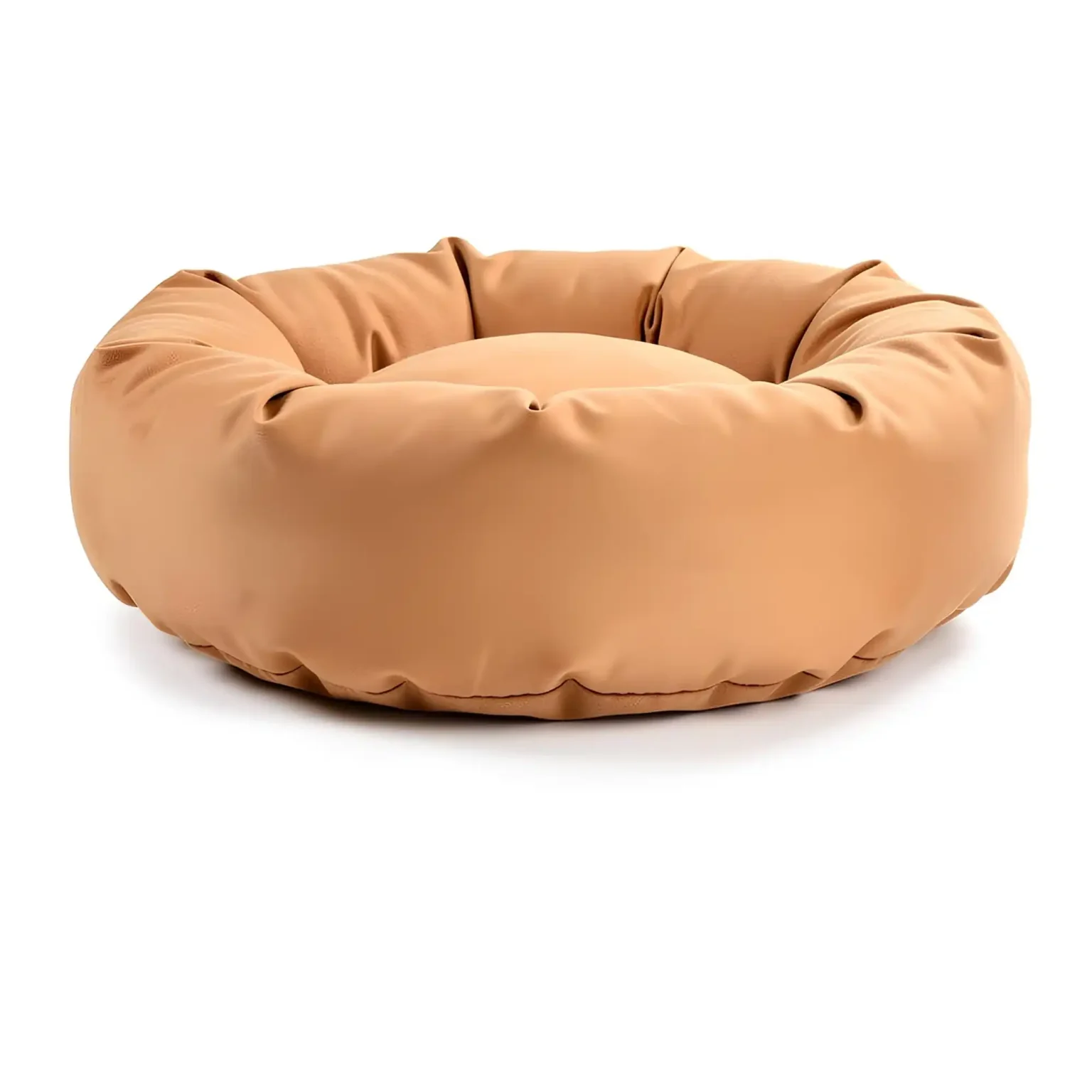 Faux suede donut dog beds, plush calming round pet nest