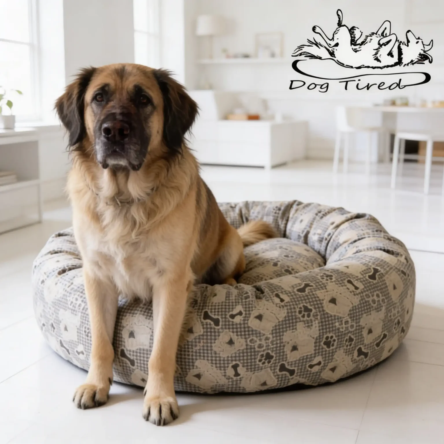 Calming Dog Tired donut bed creating a cosy, den like space for dogs