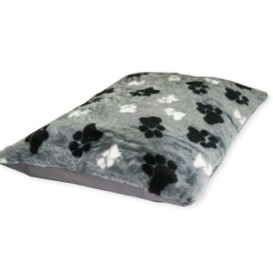 Grey fur paws cushion dog bed, plush rectangular pet cushion, great value price.
