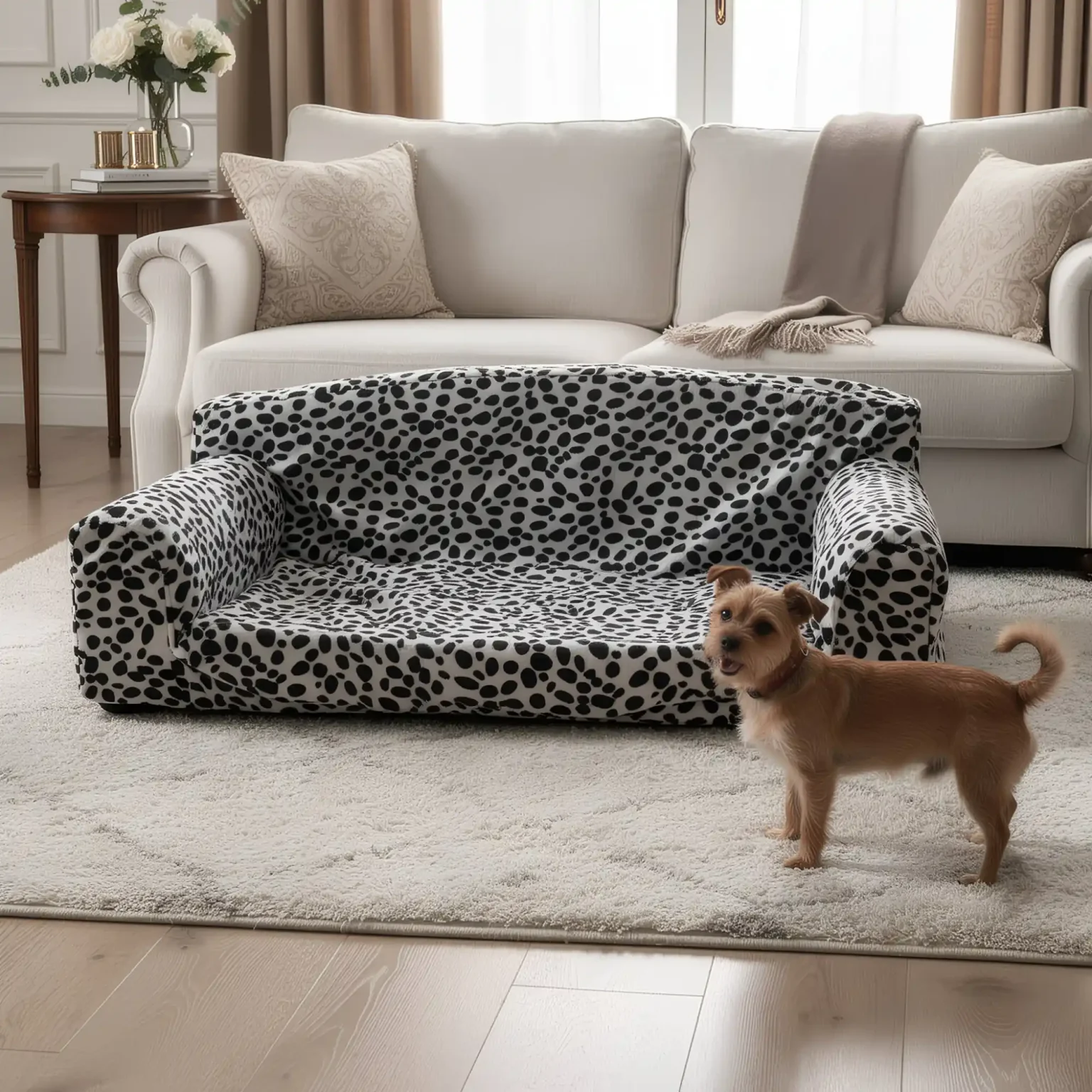 Soft Dalmatian dog bed luxury design