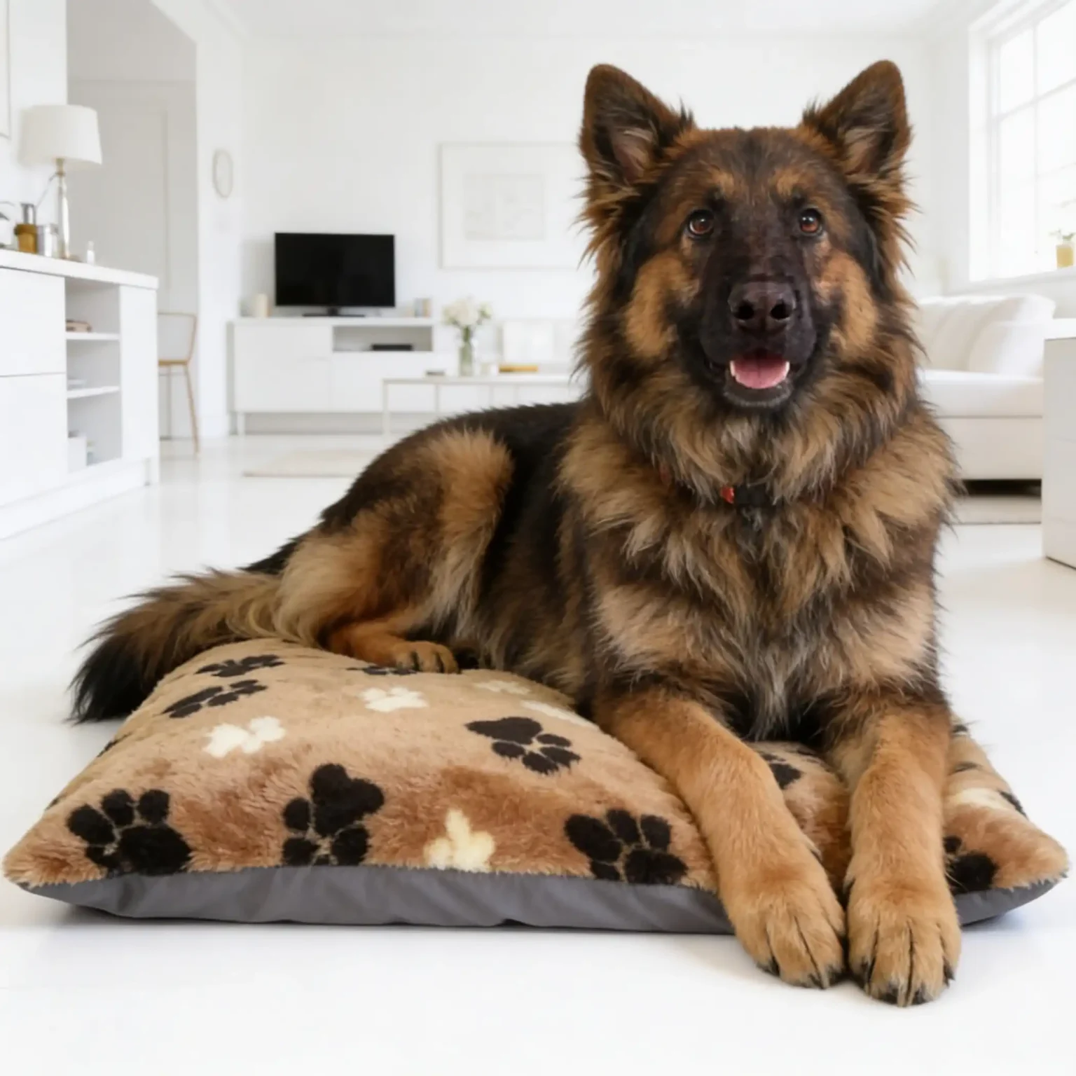 Fur Paws medium cushion dog bed with soft faux fur surface