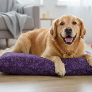 Dog Tired Cushion Dog Bed – Cheap Trendy Pet Bed, Hollow Fibre Filled, 7 Colours Blue Brown Green Grey Purple Red Yellow, Soft Floor Pillow