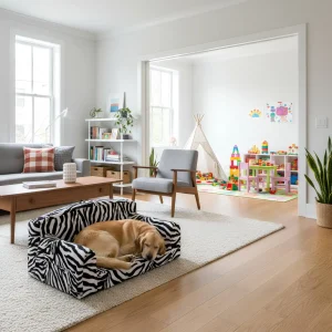 Designer suede sofa dog bed, luxury suede‑finish dog couch with deep cushion, stylish sofa bed for medium and large dogs