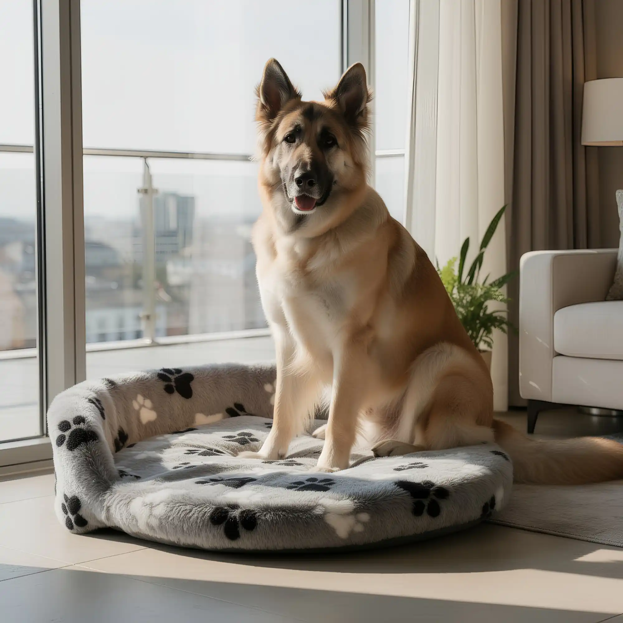 Large dog lounging on Fur Paws Pet Ring Sofa big dog bed