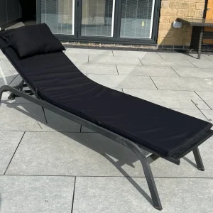 Sun lounger pad with detachable head cushion, padded 72 x 20 lounger cushion, cosy outdoor sunbed pad for summer relaxation