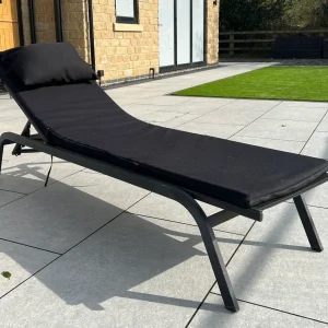 Sun lounger pad with head cushion, extra long outdoor lounger cushion 72 x 20, comfy garden sunbed mattress for relaxing